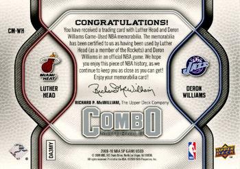 2009-10 SP Game Used - Combo Materials #CM-WH Deron Williams / Luther Head Back