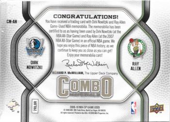 2009-10 SP Game Used - Combo Materials 155 #CM-AN Ray Allen / Dirk Nowitzki Back