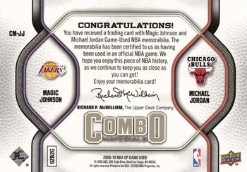 2009-10 SP Game Used - Combo Materials 155 #CM-JJ Magic Johnson / Michael Jordan Back