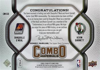 2009-10 SP Game Used - Combo Materials 35 #CM-GO Kevin Garnett / Shaquille O'Neal Back