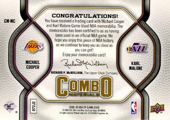 2009-10 SP Game Used - Combo Materials 35 #CM-MC Karl Malone / Michael Cooper Back