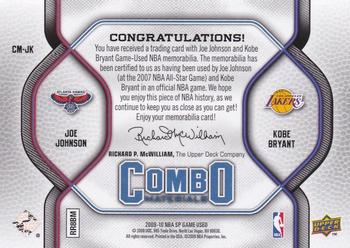 2009-10 SP Game Used - Combo Materials 50 #CM-JK Joe Johnson / Kobe Bryant Back