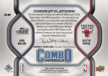 2009-10 SP Game Used - Combo Materials 50 #CM-MP Karl Malone / Scottie Pippen Back