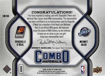 2009-10 SP Game Used - Combo Materials 50 #CM-OO Mehmet Okur / Shaquille O'Neal Back
