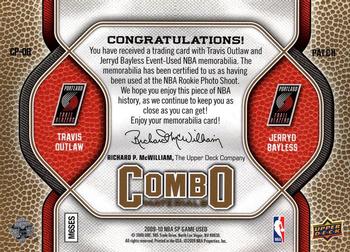 2009-10 SP Game Used - Combo Materials Patches #CP-OB Travis Outlaw / Jerryd Bayless Back