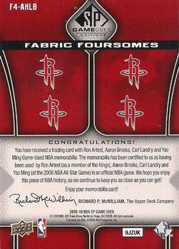 2009-10 SP Game Used - Fabric Foursome #F4-AHLB Ron Artest / Yao Ming / Carl Landry / Aaron Brooks Back