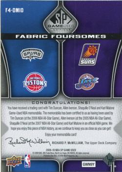 2009-10 SP Game Used - Fabric Foursome #F4-DMIO Tim Duncan / Karl Malone / Allen Iverson / Shaquille O'Neal Back