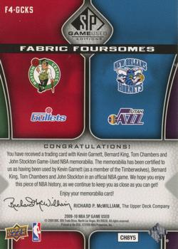 2009-10 SP Game Used - Fabric Foursome #F4-GCKS Kevin Garnett / Tom Chambers / Bernard King / John Stockton Back