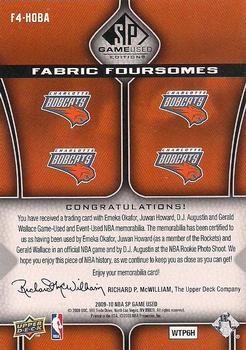 2009-10 SP Game Used - Fabric Foursome #F4-HOBA Juwan Howard / Emeka Okafor / Gerald Wallace / D.J. Augustin Back