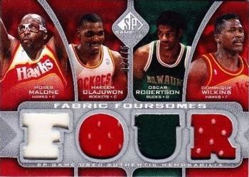2009-10 SP Game Used - Fabric Foursome #F4-ORMW Hakeem Olajuwon / Oscar Robertson / Moses Malone / Dominique Wilkins Front