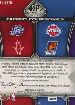 2009-10 SP Game Used - Fabric Foursome 125 #F4-AATB Arron Afflalo / Morris Almond / Alando Tucker / Aaron Brooks Back