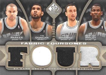 2009-10 SP Game Used - Fabric Foursome 125 #F4-DFPG Tim Duncan / Michael Finley / Tony Parker / Manu Ginobili Front