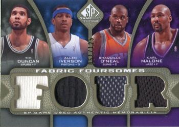 2009-10 SP Game Used - Fabric Foursome 125 #F4-DMIO Tim Duncan / Karl Malone / Allen Iverson / Shaquille O'Neal Front