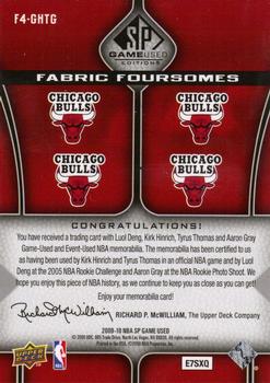 2009-10 SP Game Used - Fabric Foursome 125 #F4-GHTG Aaron Gray / Kirk Hinrich / Tyrus Thomas / Luol Deng Back