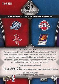 2009-10 SP Game Used - Fabric Foursome 35 #F4-AATB Arron Afflalo / Morris Almond / Alando Tucker / Aaron Brooks Back