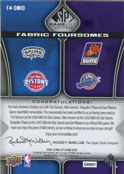 2009-10 SP Game Used - Fabric Foursome 50 #F4-DMIO Tim Duncan / Karl Malone / Allen Iverson / Shaquille O'Neal Back