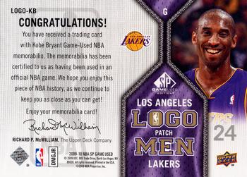 2009-10 SP Game Used - Logo Men #LOGO-KB Kobe Bryant Back