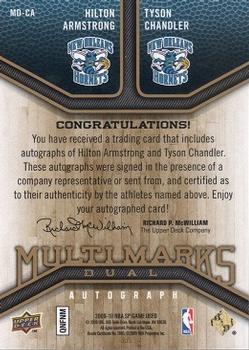 2009-10 SP Game Used - Multi Marks Dual #MD-CA Tyson Chandler / Hilton Armstrong Back
