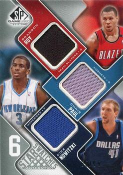 2009-10 SP Game Used - Six Star Swatches #NNO Brandon Roy / Chris Paul / Dirk Nowitzki / Amare Stoudemire / Tim Duncan / Carmelo Anthony Front