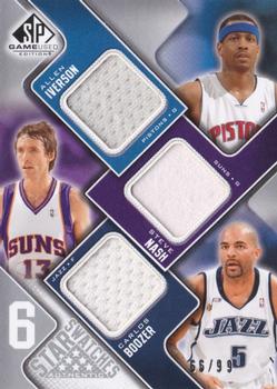 2009-10 SP Game Used - Six Star Swatches #NNO Allen Iverson / Steve Nash / Carlos Boozer / David West / Yao Ming / Kobe Bryant Front