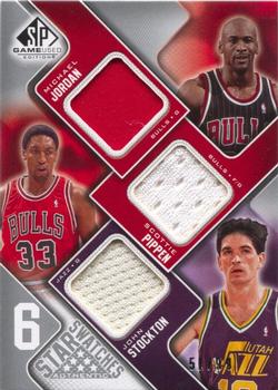 2009-10 SP Game Used - Six Star Swatches #NNO Michael Jordan / Scottie Pippen / John Stockton / Karl Malone / Magic Johnson / Isiah Thomas Front
