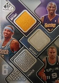 2009-10 SP Game Used - Six Star Swatches 65 #NNO Kobe Bryant / Carmelo Anthony / Tony Parker / Shawn Marion / Amare Stoudemire / Ray Allen Front