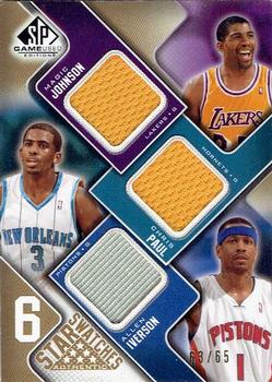 2009-10 SP Game Used - Six Star Swatches 65 #NNO Magic Johnson / Chris Paul / Allen Iverson / Ray Allen / Steve Nash / Kobe Bryant Front