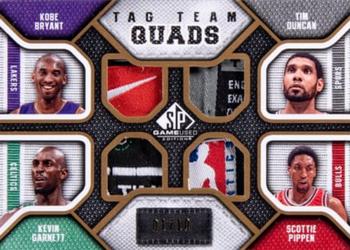 2009-10 SP Game Used - Tag Team Quad #TQ-HOF? Kobe Bryant / Tim Duncan / Kevin Garnett / Scottie Pippen Front