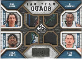 2009-10 SP Game Used - Tag Team Quad #TQ-MINN Corey Brewer / Kevin Love / Mike Miller / Al Jefferson Front