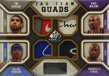 2009-10 SP Game Used - Tag Team Quad #TQ-TKAS Tim Duncan / Allen Iverson / Karl Malone / Shaquille O'Neal Front