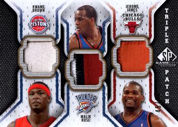 2009-10 SP Game Used - Triple Patch #TP-BRJ Kwame Brown / Malik Rose / Jerome James Front