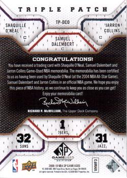 2009-10 SP Game Used - Triple Patch #TP-DCO Samuel Dalembert / Jarron Collins / Shaquille O'Neal Back