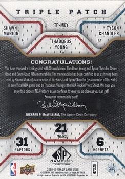 2009-10 SP Game Used - Triple Patch #TP-MCY Shawn Marion / Tyson Chandler / Thaddeus Young Back