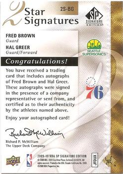 2009-10 SP Signature Edition - 2 Star Signatures #2S-BG Fred Brown / Hal Greer Back