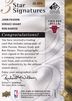 2009-10 SP Signature Edition - 3 Star Signatures #3S-GPH Horace Grant / John Paxson / Ron Harper Back