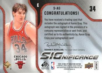 2009-10 SP Signature Edition - SIGnificance #S-AG Aaron Gray Back