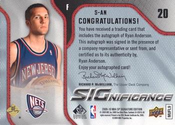 2009-10 SP Signature Edition - SIGnificance #S-AN Ryan Anderson Back
