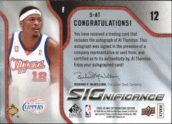 2009-10 SP Signature Edition - SIGnificance #S-AT Al Thornton Back