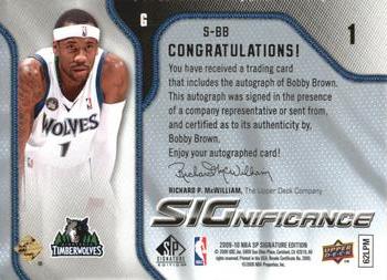 2009-10 SP Signature Edition - SIGnificance #S-BB Bobby Brown Back