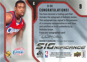 2009-10 SP Signature Edition - SIGnificance #S-DE DeAndre Jordan Back