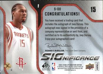 2009-10 SP Signature Edition - SIGnificance #S-DO Joey Dorsey Back