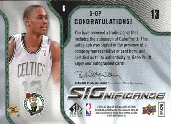 2009-10 SP Signature Edition - SIGnificance #S-GP Gabe Pruitt Back