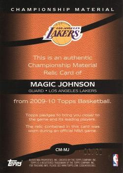 2009-10 Topps - Championship Materials Patches #CM-MJ Magic Johnson Back