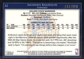 2009-10 Topps - Chrome #33 Anthony Randolph Back