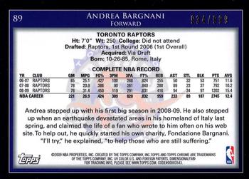 2009-10 Topps - Chrome #89 Andrea Bargnani Back