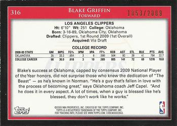 2009-10 Topps - Gold #316 Blake Griffin Back