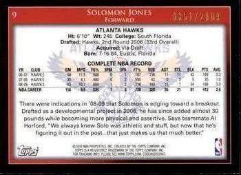 2009-10 Topps - Gold #9 Solomon Jones Back