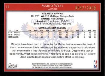 2009-10 Topps - Gold #11 Mario West Back