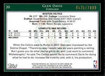2009-10 Topps - Gold #20 Glen Davis Back