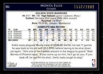 2009-10 Topps - Gold #86 Monta Ellis Back